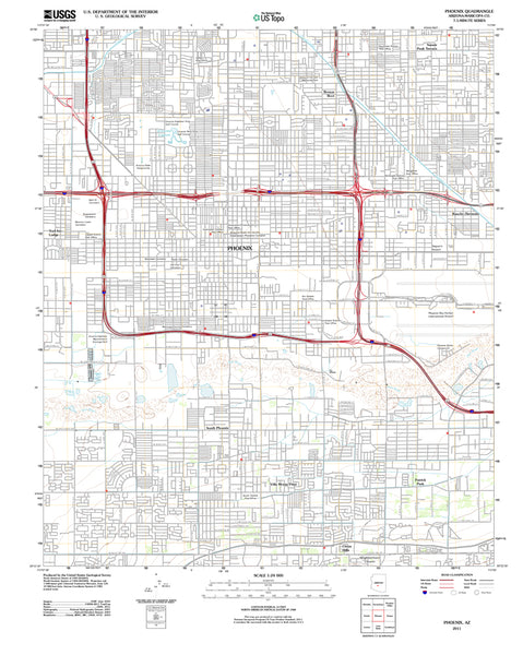 Phoenix, Arizona 2011 (US Topo 7.5'×7.5' Topographic Quadrangle) - Wide World Maps & MORE!