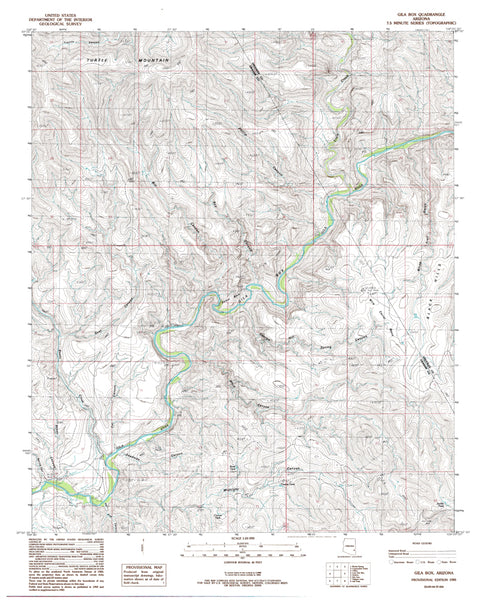 GILA BOX, AZ 7.5' PE 1985 Map United States Geological Survey - Wide World Maps & MORE!
