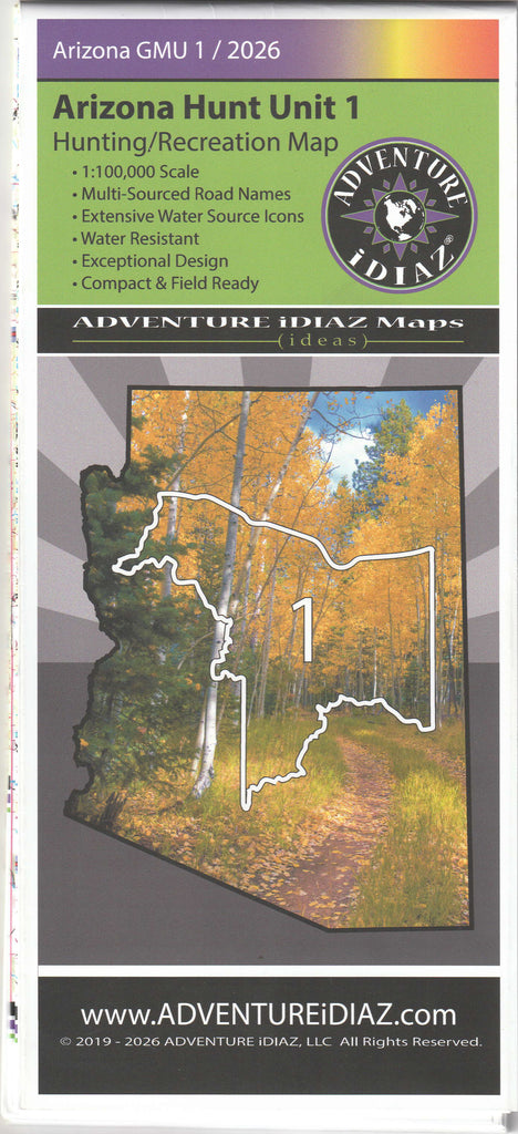 Arizona Hunt Unit 01 Hunting/Recreation Map (GMU 1, Game Management Unit Map Series)