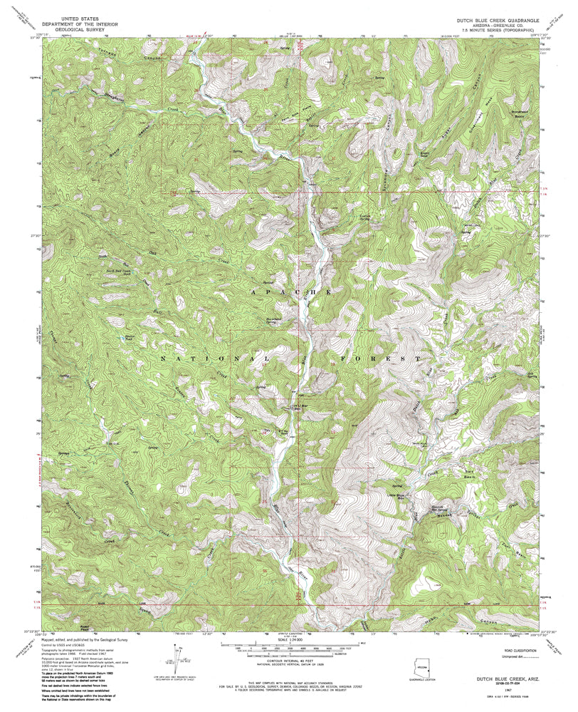 Dutch Blue Creek 7.5' AZ 1967 Map United States Geological Survey