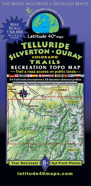 Telluride | Silverton | Ouray, Colorado Trails Recreation Topo Map [Map] Latitude 40º - Wide World Maps & MORE!