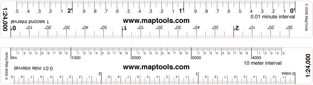 Map Ruler for 1:24,000 Scale Maps: Lat/Lon, Miles, Kilometers