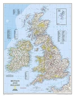 Britain and Ireland Classic Reference Map (Gloss Ready-to-Hang) - Wide World Maps & MORE!