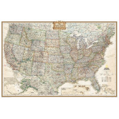 United States Executive Wall Map Map Type: Standard (30" x 43") - Laminated [Kitchen] - Wide World Maps & MORE!