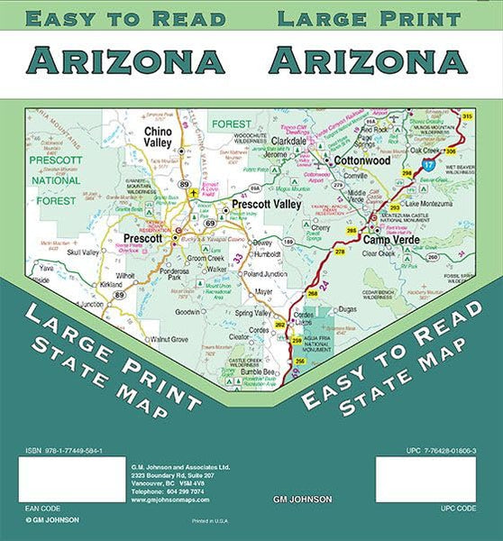 Arizona Large Print, Arizona State Map [Map] GM Johnson - Wide World Maps & MORE!