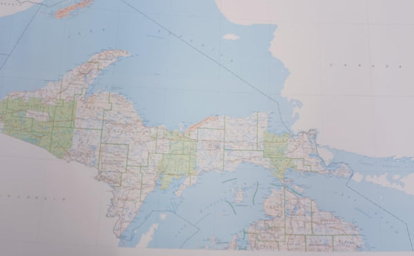 Upper Penninsula of Michigan Topographic Wall Map [Poster] - Wide World Maps & MORE!