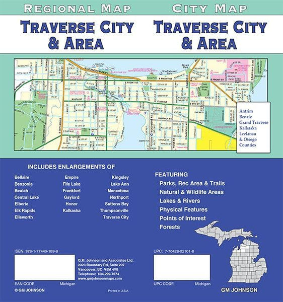 Traverse City / Gaylord / Crystal Lake, Michigan Street Map [Map] GM Johnson - Wide World Maps & MORE!