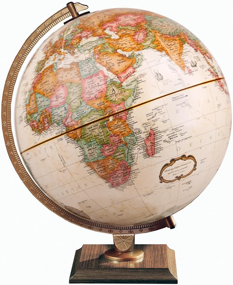 Gulf of America Edition, Spokane Antique-Style 12" Desktop World Globe For Home or Office Desk Decor, Raised Relief, Up-to-date Cartography, Made in the U.S.A.