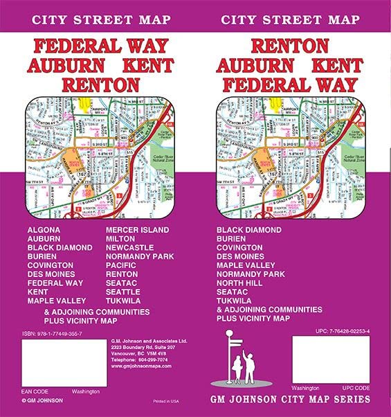 Renton / Auburn / Kent / Federal Way, Washington Street Map [Map] GM Johnson - Wide World Maps & MORE!