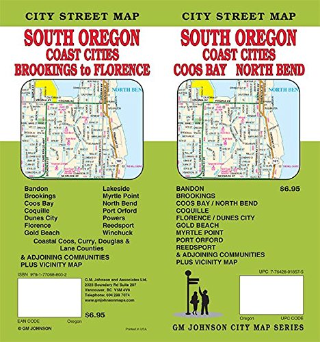 City Street Map South Oregon Coast Cities: Brookings to Florence