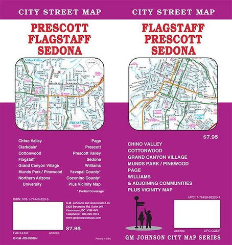 Prescott / Flagstaff / Sedona, Arizona Street Map GM Johnson - Wide World Maps & MORE!