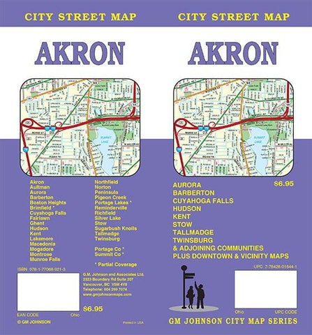 Akron / Summit County, Ohio Street Map GM Johnson - Wide World Maps & MORE!