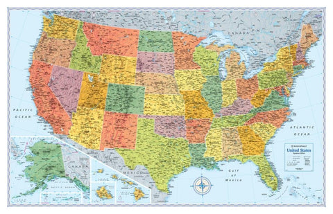 Signature United States Map Gloss Ready-toHang - Wide World Maps & MORE!