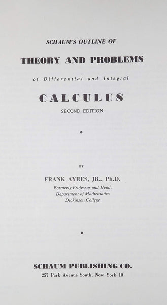 Theory & Problems in Differential & Integral Calculus, 2nd Edition; [Paperback] Frank Ayres