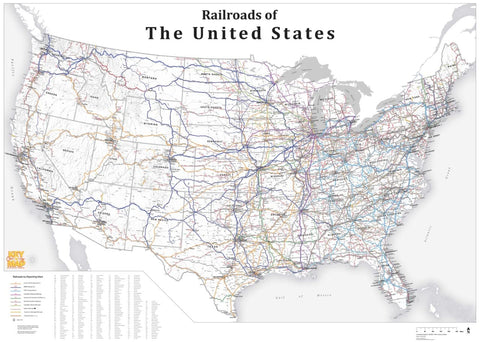 Railroads of the United States Wall Map 42x58 [Map] Houston Map and Key Maps - Wide World Maps & MORE!