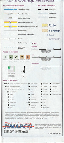 Erie County Pennsylvania Street Map [Unknown Binding] Jimapco