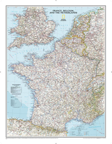 France, Belgium, and The Netherlands Reference Wall Map - Classic - Laminated (23.5 x 30.25 Inch)