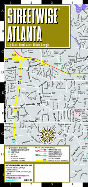 Streetwise Atlanta Map: Laminated City Center Map of Atlanta, Georgia (Michelin Streetwise Maps) Michelin Michelin