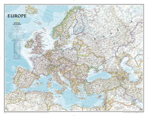 Europe Classic Enlarged Wall Map (46 × 35.75 inches Reference Map) Laminated