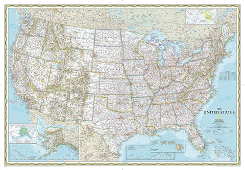 United States Wall Map - Classic Reference Map (Enlarged: 69.25 × 48 Inches)