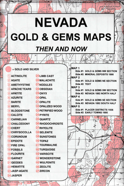 Nevada, Gold and Gems, 5-Map Set, Then and Now - Wide World Maps & MORE!