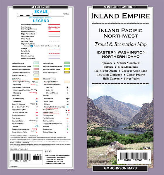 Inland Empire: Inland Pacific Northwest Travel & Recreation Map (Eastern Washington & Northern Idaho) - Wide World Maps & MORE!