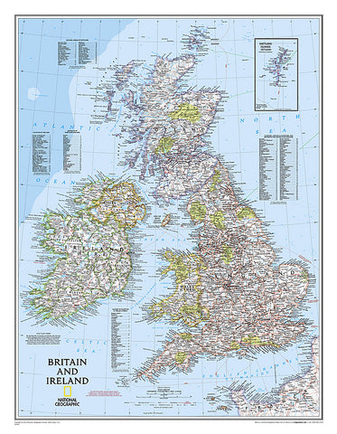 Britain and Ireland Classic Political Wall Map, Dry Erase Ready-to-Hang - Wide World Maps & MORE!