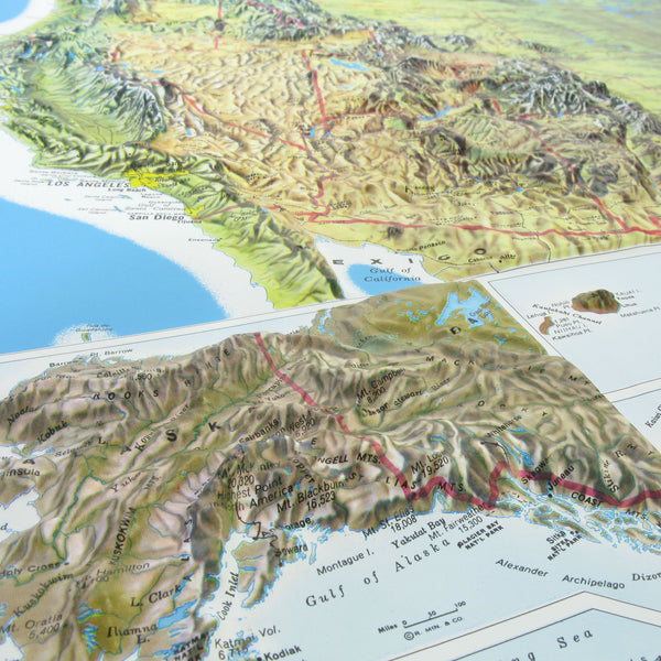 Rand McNally Geographical Map of United States Raised Relief Map, 34 x 21 Inch Unframed (Hubbard Scientific 432) - Wide World Maps & MORE!