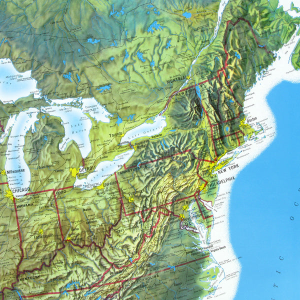 Rand McNally Geographical Map of United States Raised Relief Map, 34 x 21 Inch Unframed (Hubbard Scientific 432) - Wide World Maps & MORE!