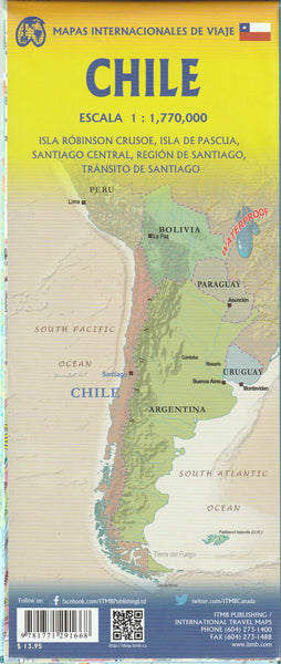 Chile Travel Reference Map Waterproof 1:1.77M - Wide World Maps & MORE!