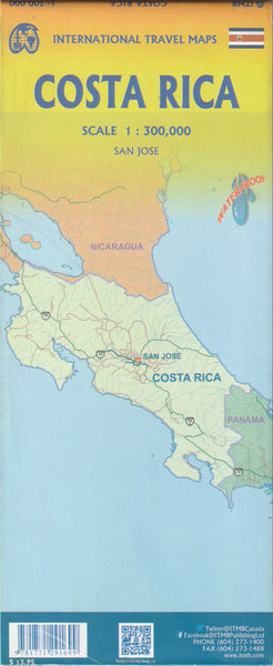 Costa Rica Travel Reference Map (Waterproof) 1:300K - Wide World Maps & MORE!