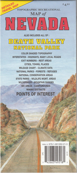 Topographic Recreational Map of Nevada - Wide World Maps & MORE!