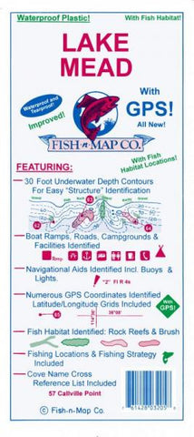 Lake Mead with GPS! All New! Waterproof and Tearproof Plastic! Improved! With Fish Habitat Locations!