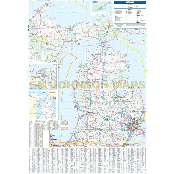 Michigan State Map [Map] GM Johnson - Wide World Maps & MORE!