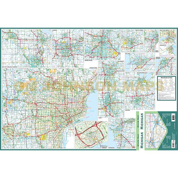 Michigan State Map [Map] GM Johnson - Wide World Maps & MORE!