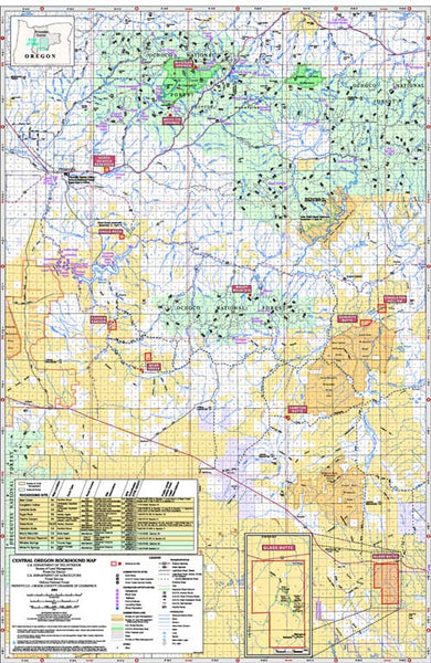 US Forestry Service Central Oregon Rockhounding Map - Red, Glossy, Thematic [Map] US Forest Service - Wide World Maps & MORE!