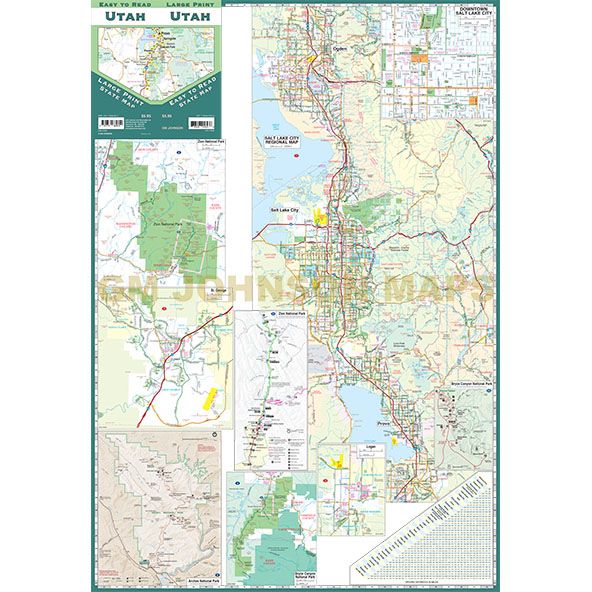 Large Print Utah Easy to Read State Map - Wide World Maps & MORE!