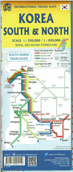 Korea North and South Travel Reference Map 1:830K/1:550K (Waterproof) [Pyongyang, Seoul, Jeju Island] - Wide World Maps & MORE! - Map - ITMB Publishing, Ltd. - Wide World Maps & MORE!
