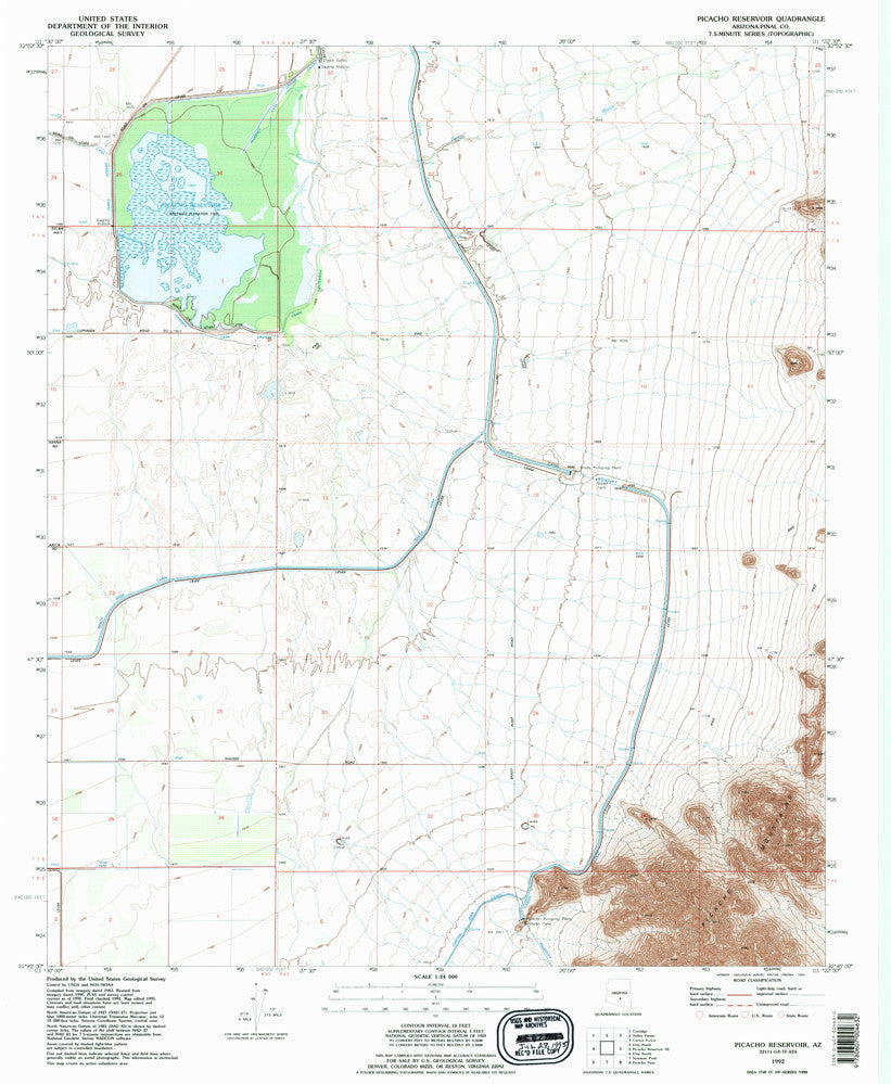 PICACHO RESERVOIR, Arizona (7.5'×7.5' Topographic Quadrangle) - Wide World Maps & MORE!