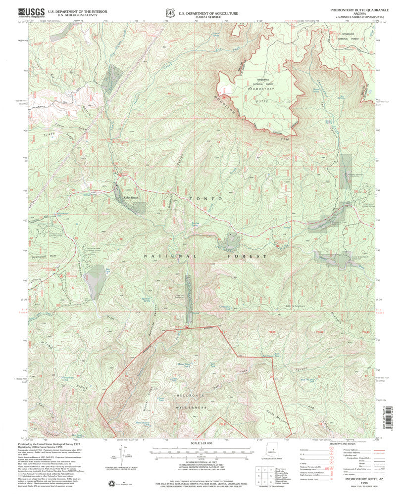 Promontory Butte, Arizona (7.5'×7.5' Topographic Quadrangle) 1998 - Wide World Maps & MORE!