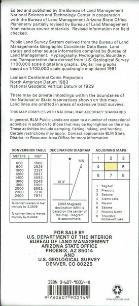 Bradshaw Mountains, Arizona 1:100,000 Scale Topo Map Surface Management BLM 60×30 Minute Quad - Wide World Maps & MORE! - Map - Bureau of Land Management - Wide World Maps & MORE!