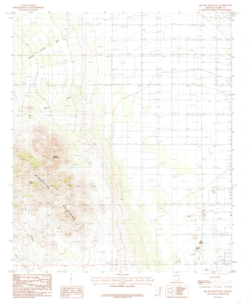 SQUARE MOUNTAIN, Arizona (7.5'×7.5' Topographic Quadrangle) - Wide World Maps & MORE!