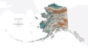 Alaska Topographic Wall Map by Raven Maps, Print on Paper (Non-Laminated) - Wide World Maps & MORE! - Home - Raven Maps - Wide World Maps & MORE!