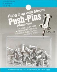 Bulk Buy: Moore Push Pin Push Pins 3/8" Point 20/Pkg Aluminum 3-20 (12-Pack) - Wide World Maps & MORE! - Home - Moore Push-Pin - Wide World Maps & MORE!