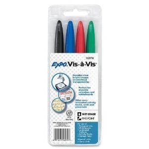 6 Pack Vis- -Vis Wet-Erase Marker, Fine Point, Asstd., 4/Set by SANFORD INK (Catalog Category: Paper, Pens & Desk Supplies / Markers) - Wide World Maps & MORE! - Office Product - Sanford - Wide World Maps & MORE!