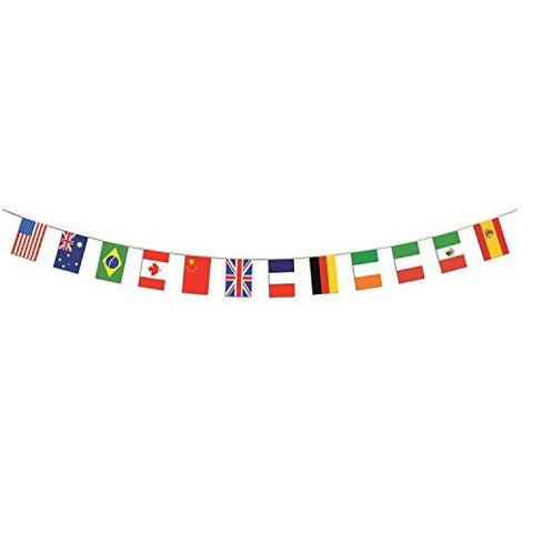 International Flag Pennant Banner (all-weather; 12 flags/string) - Wide World Maps & MORE! - Health and Beauty - Beistle - Wide World Maps & MORE!