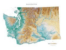 Washington Topographic Wall Map by Raven Maps, Print on Paper (Non-Laminated) - Wide World Maps & MORE! - Map - Raven Maps & Images - Wide World Maps & MORE!