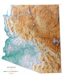 Arizona Hypsographical Wall Map by Raven Maps, Dry Erase Laminated Lithographic Print - Wide World Maps & MORE! - Map - Raven Maps & Images - Wide World Maps & MORE!