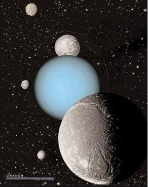 Uranus with 5 Moons Gloss Lamination - Wide World Maps & MORE! - Book - Wide World Maps & MORE! - Wide World Maps & MORE!