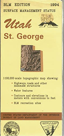 Surface Management Status Utah, St. George 1:100,000-Scale Topographic Map - Wide World Maps & MORE!